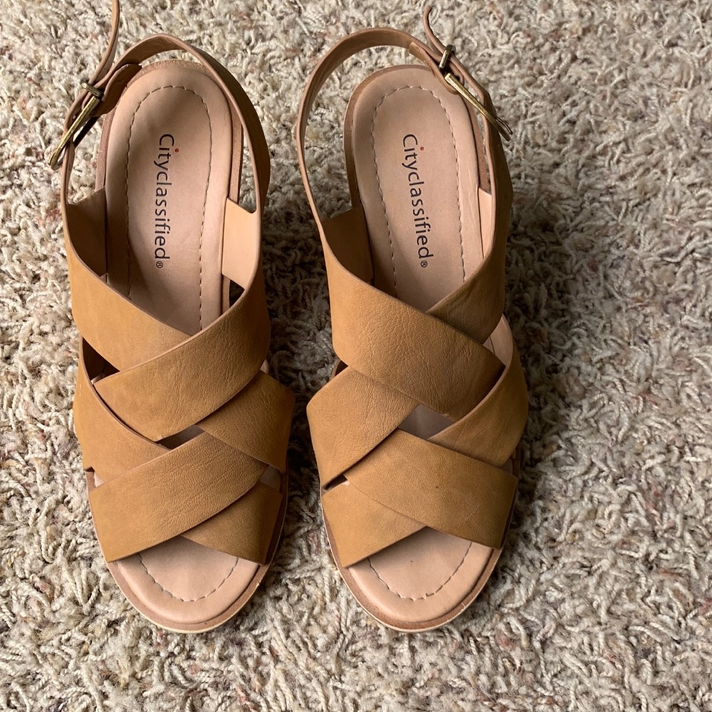 Tan Cork Wedges